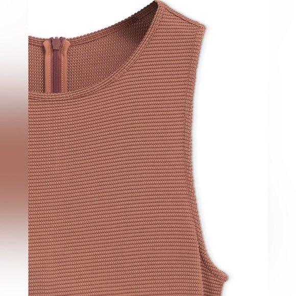 Anine Bing Savannah knit crew neck sleeveless midi dress terracotta waffle new - Picture 6 of 13